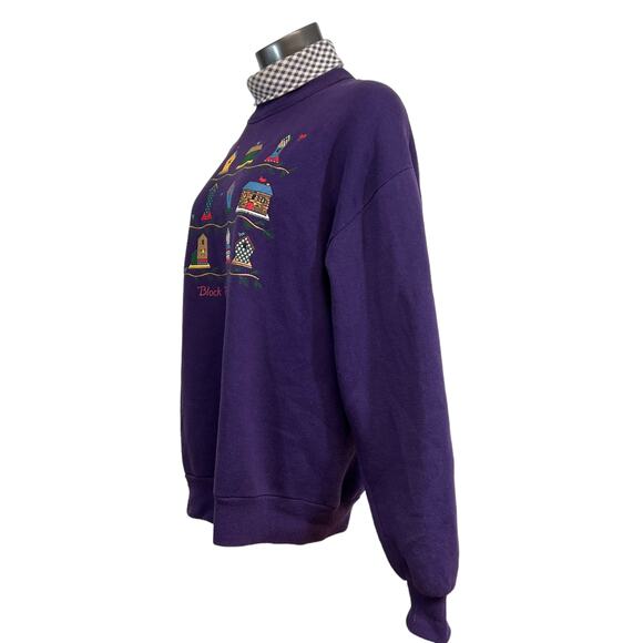 Vtg Gopher Sport Womens Mock Neck Sweatshirt Bird Houses Gardening Block Party L - Picture 4 of 8
